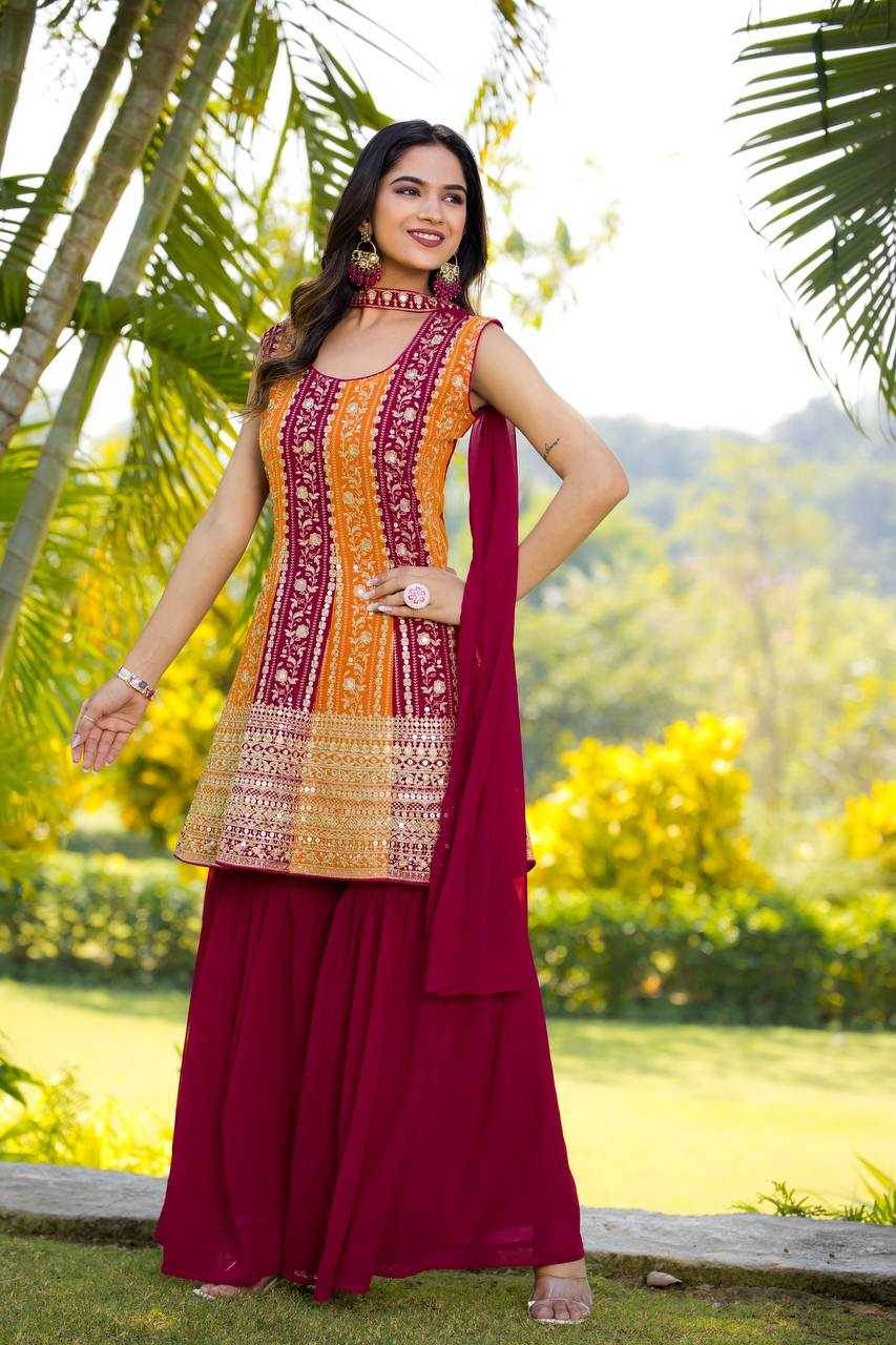 Georgette Sharara Salwar Suit - MYLUXURY LANE ENTERPRISE